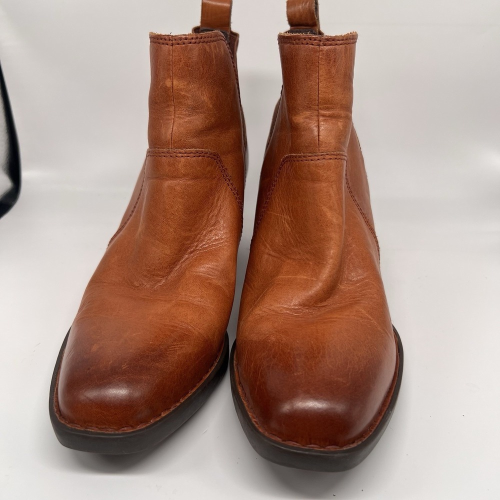 Born Ankle Boots Women's 11 Garcia Brown Leather Block‎ Heel Boho Chelsea Shoes - Picture 3 of 9